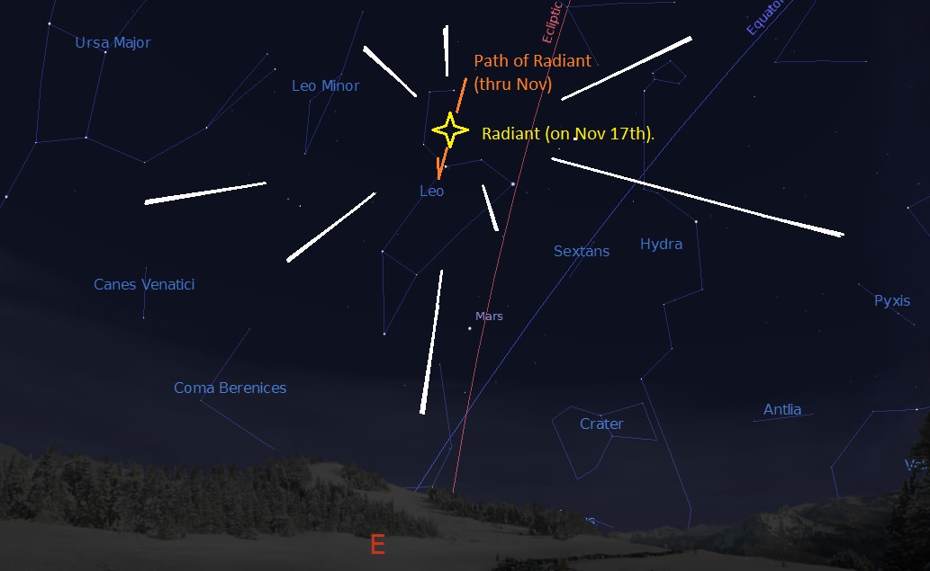 Leonid Meteor Shower and Penumbral Lunar Eclipse