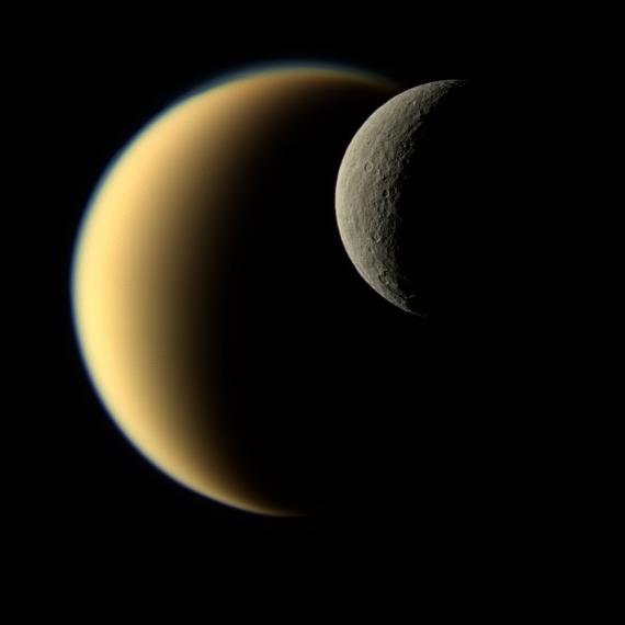 Twin Crescents of Titan and Cassini